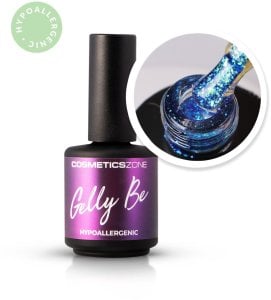 Hipoalergiczna baza żelowa do przedłużania Gelly BE brokatowa niebieska - Azure Gleam 15ml 1