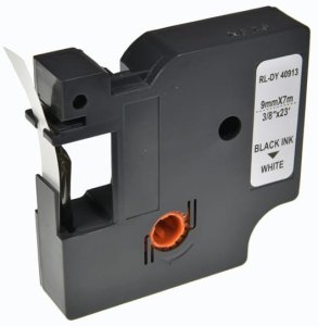 G&G kompatybilny taśma do drukarek etykiet, dla Dymo, RL-DY 40913P BK/WT, S0720680, 40913, czarny druk/biały podkład, 7m, 9mm, D1 1