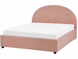 Beliani Łóżko z pojemnikiem Boucle VAUCLUSE 140 x 200 cm Pastelowy róż 5