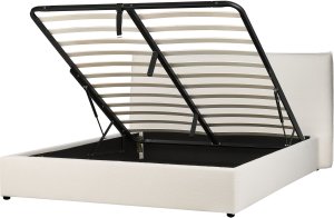 Beliani Łóżko z pojemnikiem Boucle LAVAUR 180 x 200 cm Złamana biel 7