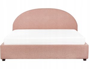 Beliani Łóżko z pojemnikiem Boucle VAUCLUSE 180 x 200 cm Pastelowy róż 4