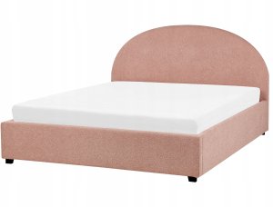 Beliani Łóżko z pojemnikiem Boucle VAUCLUSE 180 x 200 cm Pastelowy róż 5