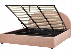 Beliani Łóżko z pojemnikiem Boucle VAUCLUSE 180 x 200 cm Pastelowy róż 7