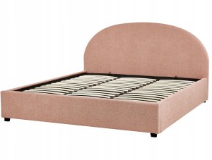 Beliani Łóżko z pojemnikiem Boucle VAUCLUSE 180 x 200 cm Pastelowy róż 8
