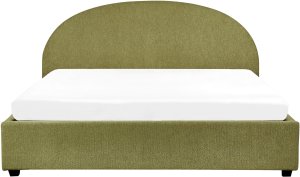 Beliani Łóżko z pojemnikiem Boucle VAUCLUSE 180 x 200 cm Oliwkowy 4