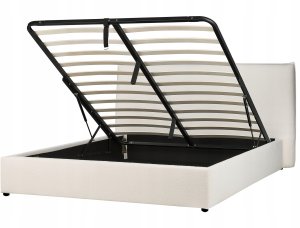 Beliani Łóżko z pojemnikiem Boucle LAVAUR 160 x 200 cm Złamana biel 7