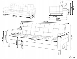 Beliani Sofa rozkładana zielona VEHKOO 3