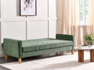Beliani Sofa rozkładana zielona VEHKOO 4