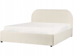 Beliani Łóżko z pojemnikiem Boucle QUILLIEN 140 x 200 cm Jasnobeżowy 4