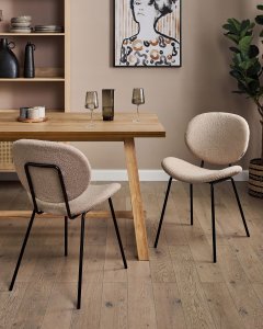 Beliani Zestaw 2 krzeseł do jadalni LUANA Boucle Beżowoszary 2