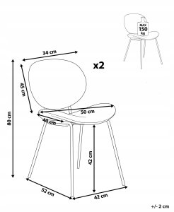 Beliani Zestaw 2 krzeseł do jadalni LUANA Boucle Beżowoszary 3