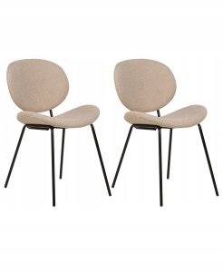Beliani Zestaw 2 krzeseł do jadalni LUANA Boucle Beżowoszary 4