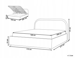 Beliani Łóżko z pojemnikiem Boucle QUILLIEN 160 x 200 cm Jasnobeżowy 3