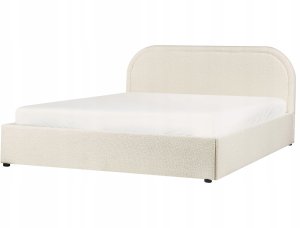 Beliani Łóżko z pojemnikiem Boucle QUILLIEN 160 x 200 cm Jasnobeżowy 4
