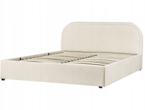 Beliani Łóżko z pojemnikiem Boucle QUILLIEN 160 x 200 cm Jasnobeżowy 7