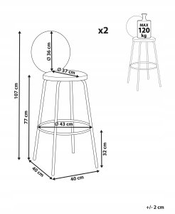 Beliani Zestaw 2 krzeseł barowych EMERY Boucle Ciemnozielony 3