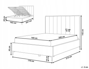 Beliani Łóżko z pojemnikiem Welur SEZANNE 160 x 200 cm Beżowoszary 3