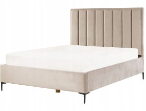 Beliani Łóżko z pojemnikiem Welur SEZANNE 160 x 200 cm Beżowoszary 5