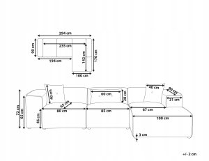 Beliani Narożnik lewostronny ciemnozielony DOLVA 3