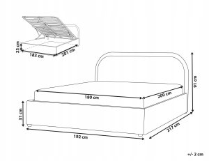 Beliani Łóżko z pojemnikiem Boucle QUILLIEN 180 x 200 cm Jasnobeżowy 3