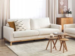 Beliani Sofa 3-osobowa biała boucle SIGGARD 2