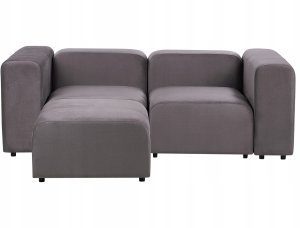 Sofa modułowa 2-osobowa welurowa z otomaną ciemnoszara FALSTERBO Lumarko! 1