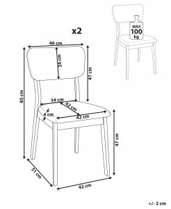Beliani Zestaw 2 krzeseł do jadalni MINIER Drewno Jasnobrązowy 3