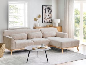 Beliani Narożnik szenilowy lewostronny beżowy SIMOS 2