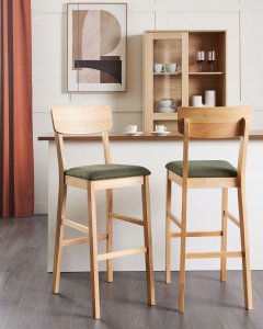 Beliani Zestaw 2 krzeseł barowych AMBLER Jasnobrązowy 2