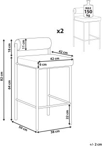 Beliani Zestaw 2 krzeseł barowych AMAYA Boucle Złamana biel 3