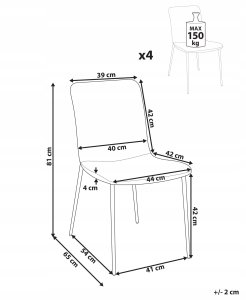 Beliani Zestaw 4 krzeseł do jadalni GLENDIVE Ciemnoniebieski 3