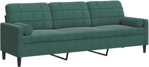 vidaXL 3-osobowa sofa z poduszkami, ciemnozielona, 210 cm, aksamit 2