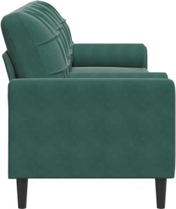 vidaXL 3-osobowa sofa z poduszkami, ciemnozielona, 210 cm, aksamit 4