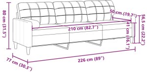 vidaXL 3-osobowa sofa z poduszkami, ciemnozielona, 210 cm, aksamit 7
