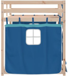 vidaXL Łóżko piętrowe z zasłonkami, niebieskie, 90x190 cm, lita sosna 5