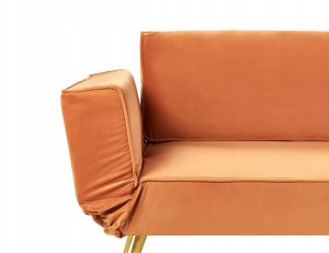 Beliani Sofa rozkładana welurowa pomarańczowa SAARELA 12