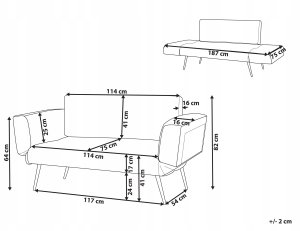 Beliani Sofa rozkładana welurowa pomarańczowa SAARELA 3