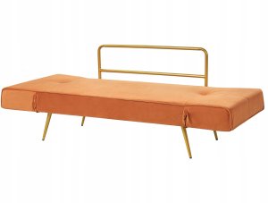 Beliani Sofa rozkładana welurowa pomarańczowa SAARELA 7