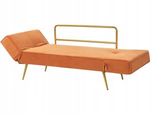 Beliani Sofa rozkładana welurowa pomarańczowa SAARELA 8
