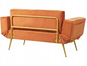 Beliani Sofa rozkładana welurowa pomarańczowa SAARELA 9