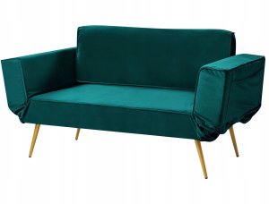 Beliani Sofa rozkładana welurowa szmaragdowa SAARELA 5