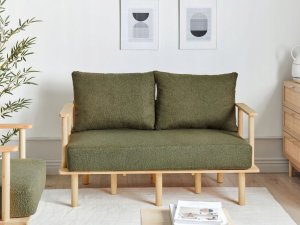 Beliani Sofa 2-osobowa boucle ciemnozielone ASKER 2