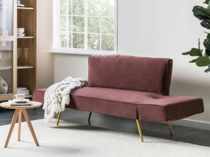Beliani Sofa rozkładana welurowa różowa SAARELA 4