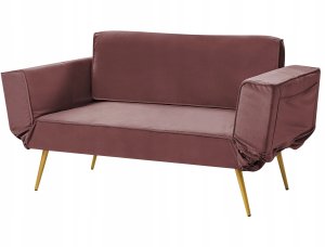 Beliani Sofa rozkładana welurowa różowa SAARELA 5