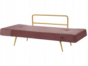 Beliani Sofa rozkładana welurowa różowa SAARELA 7