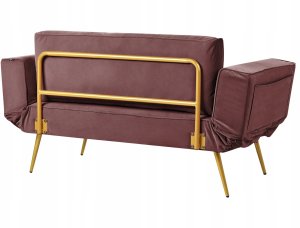 Beliani Sofa rozkładana welurowa różowa SAARELA 9
