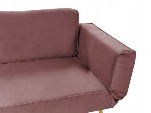 Beliani Sofa rozkładana welurowa różowa SAARELA 10