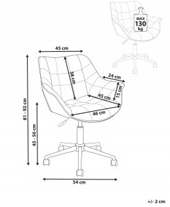 Beliani Krzesło biurowe regulowane welurowe beżowe LABELLE 3