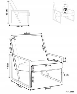 Beliani Fotel DELARY Welur Lazurowy 3