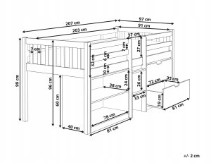 Beliani Łóżko na antresoli Drewno SUSVILLE 90 x 200 cm Jasnobrązowy 3